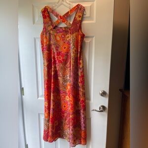 Coldwater Creek Dress Size Misses 16 Multicolor Sleeveless Lined Button Front